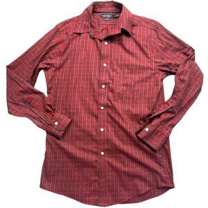 Lauren Ralph Lauren Mens Button Front Plaid Shirt-Red/Black-size 34/35-GUC